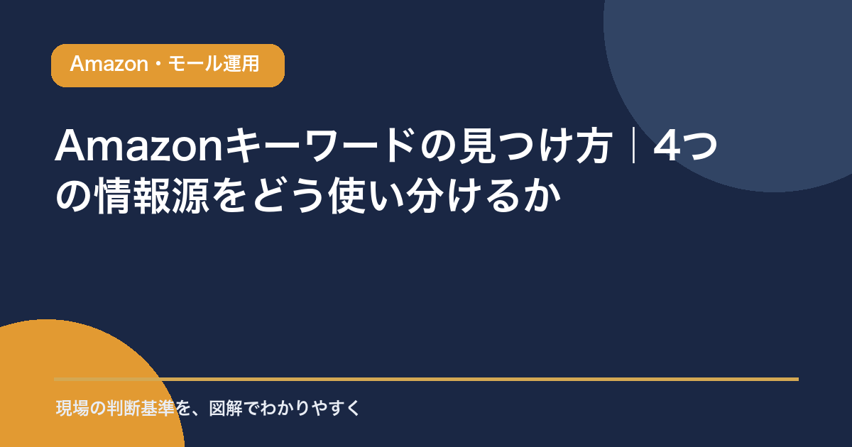 Amazonキーワードの見つけ方|4つの情報源をどう使い分けるかのアイキャッチ画像