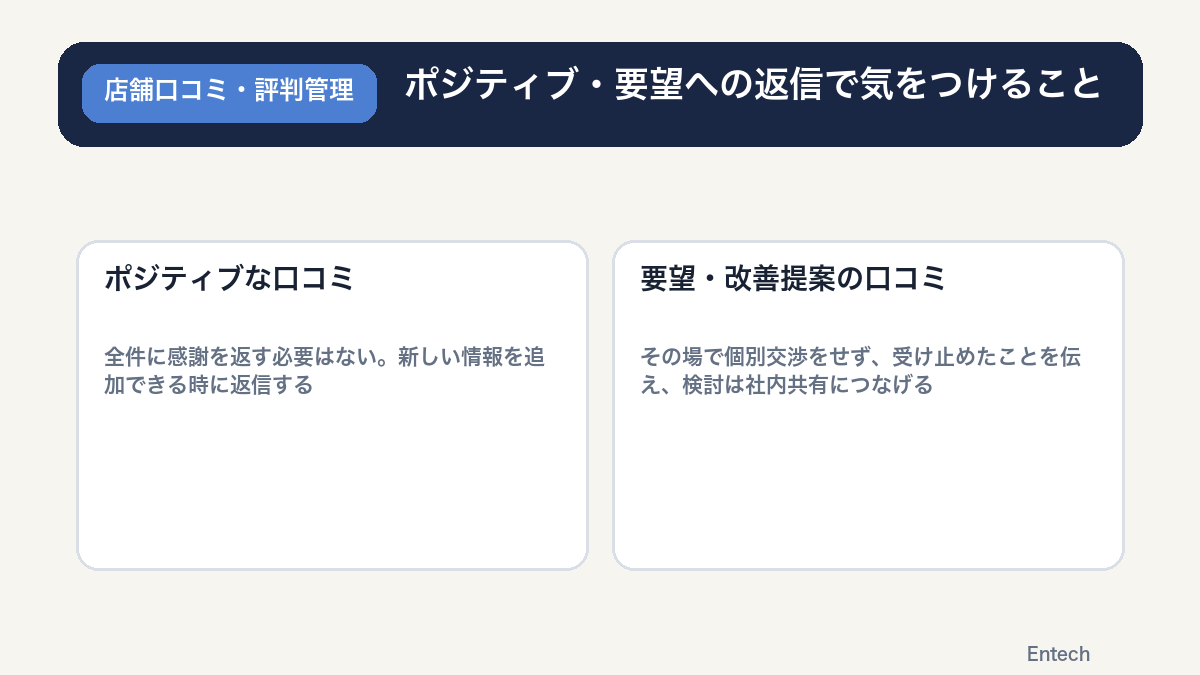 ポジティブ・要望への返信で気をつけることの比較図解