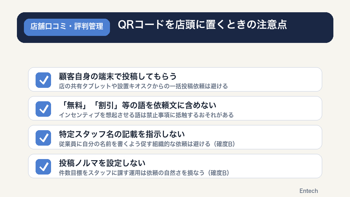 QRコードを店頭に置くときの注意点の図解