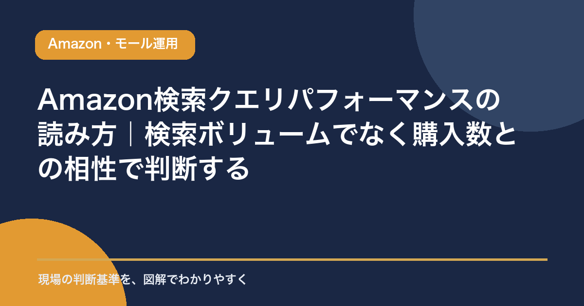 Amazon検索クエリパフォーマンスの読み方|検索ボリュームでなく購入数との相性で判断するのアイキャッチ