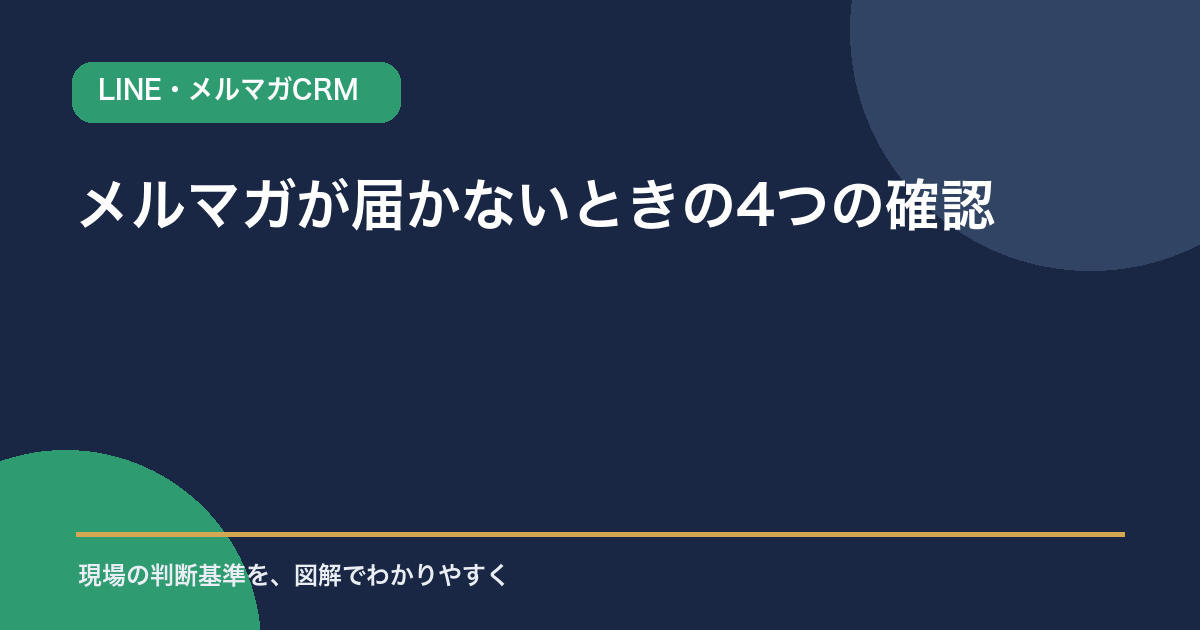 メルマガが届かないときの4つの確認を示すアイキャッチ画像