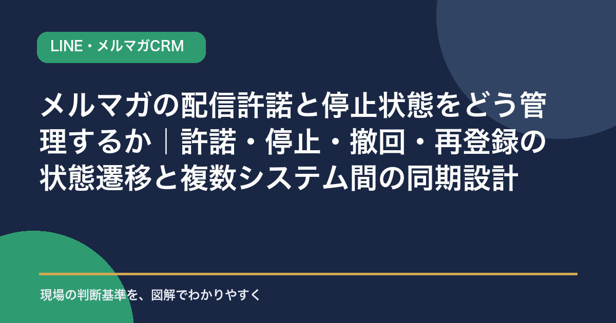 メルマガ配信許諾と停止状態の管理フロー図
