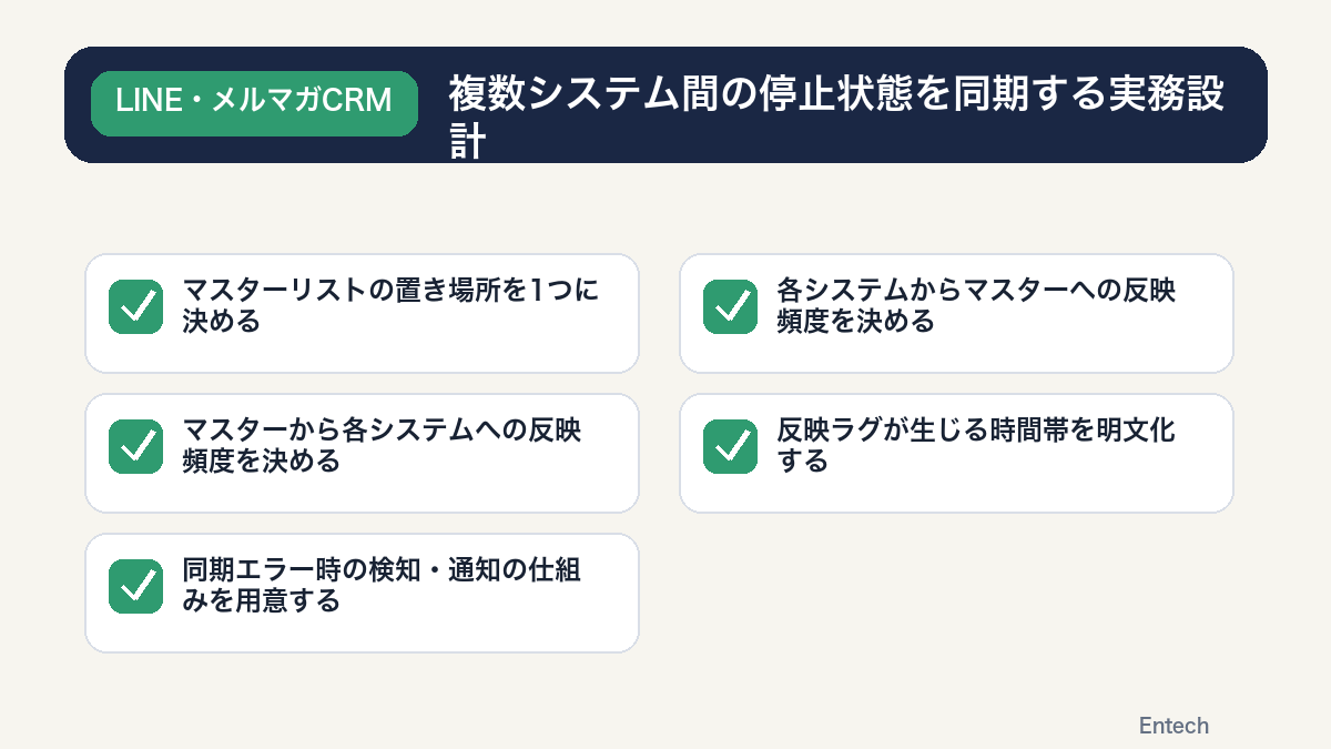 複数システム間で停止状態を同期する実務設計のチェックリスト
